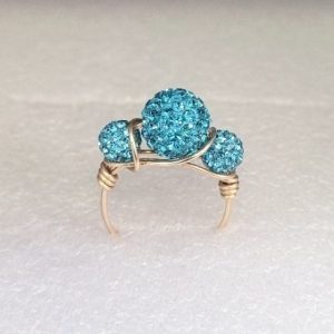12148 - 14/20-Gold Filled Ring With Shamballa Bead - Aquamarine 12148 - 14/20-Gold Filled Ring With Shamballa Bead - Aquamarine