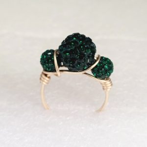 12153 - 14/20-Gold Filled Ring With Shamballa Bead - Emerald 12153 - 14/20-Gold Filled Ring With Shamballa Bead - Emerald
