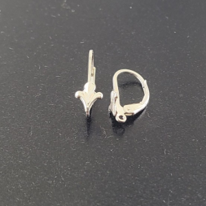 1358 - Sterling Silver Fleur De Lis Lever Back W/Ring 1358 - Sterling Silver Fleur De Lis Lever Back W/Ring