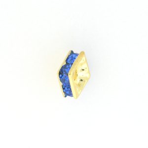 9853 - 8mm Rhinestone Squaredelle Gold Plated - Sapphire