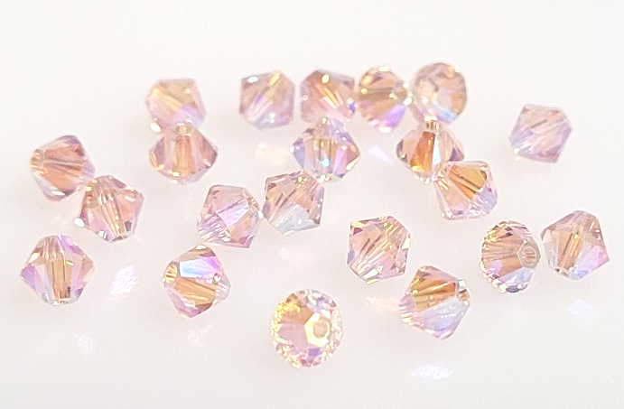 5301/5328 - 4mm Swarovski Bicone Bead - Vintage Rose AB2X 5301/5328 - 4mm Swarovski Bicone Bead - Vintage Rose AB2X
