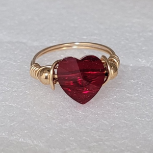 12116 - 14K Gold Filled Ring With Swarovski Heart Crystal - Siam 12116 - 14K Gold Filled Ring With Swarovski Heart Crystal - Siam