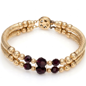 12010 - 14K Gold filled Bangle Bracelet With Swarovski Crystal - Garnet
