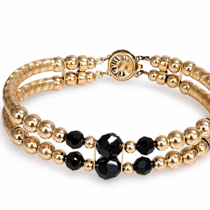 12010J - 14K Gold filled Bangle Bracelet With Swarovski Crystal - Jet