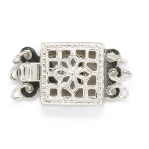 8.5x10 Sterling Silver Filigree Square Pearl Clasp - 3 Strands 8.5x10 Sterling Silver Filigree Square Pearl Clasp - 3 Strands