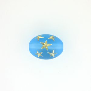 17x12mm Gold Star Oval Beads - Aquamarine