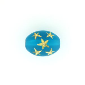 17x12mm Gold Star Oval Beads - Blue Zircone