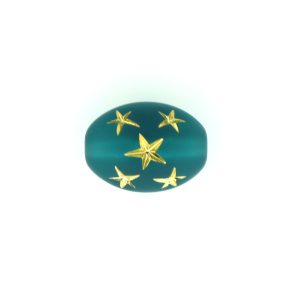 17x12mm Gold Star Oval Beads - Emerald