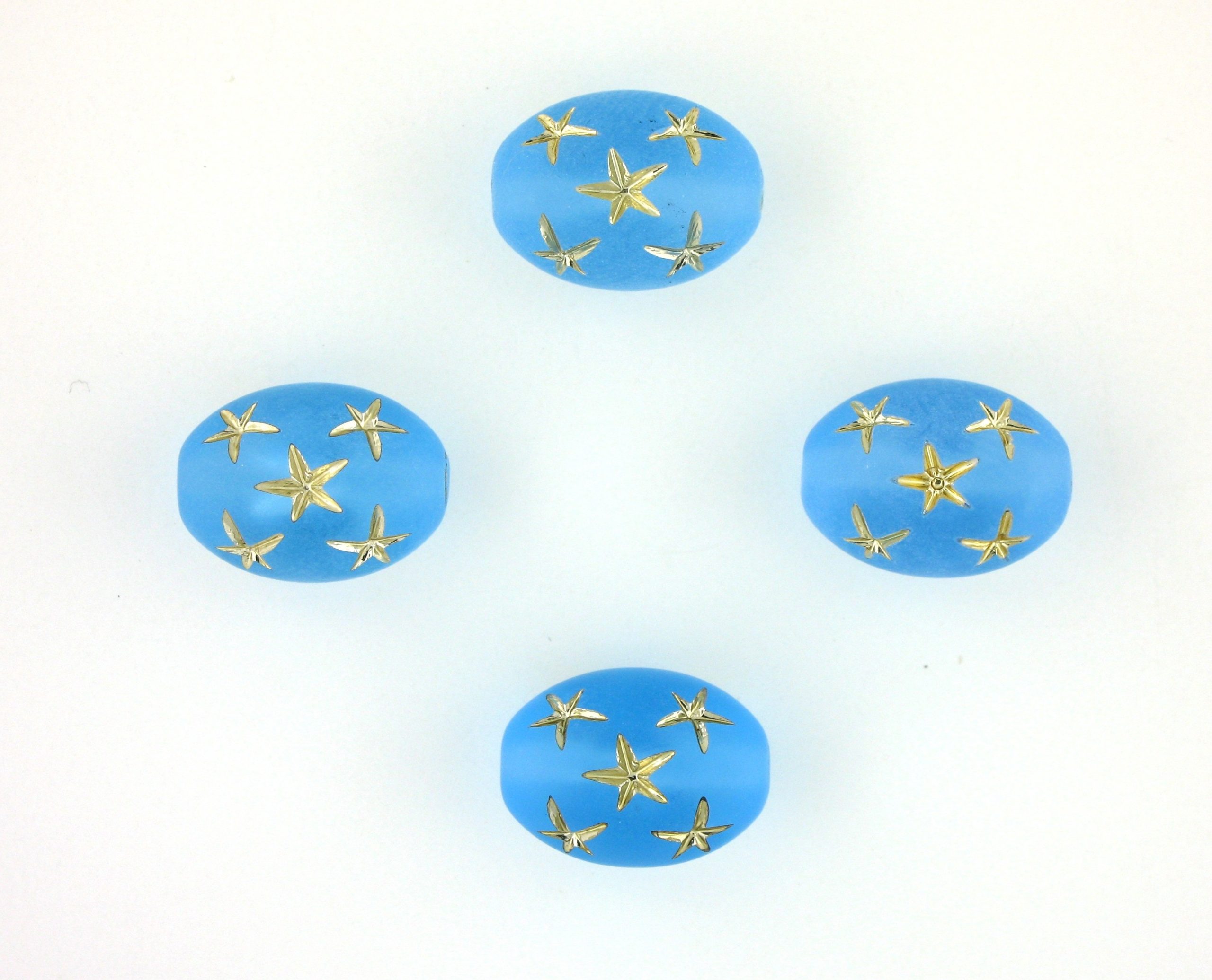 13.5x10mm Gold Star Oval Beads - Aqua 13.5x10mm Gold Star Oval Beads - Aqua