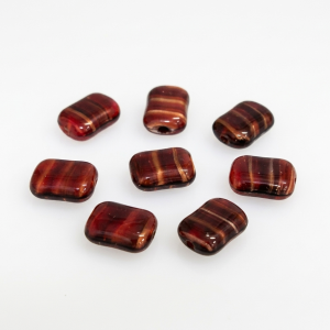 Czech Made Vintage Brown-Red Striped Glass Bead - 11x7mm Czech Made Vintage Brown-Red Striped Glass Bead - 11x7mm