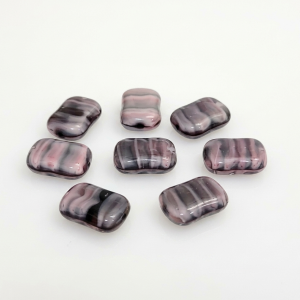 Czech Made Vintage Jet-Pink Striped Glass Bead - 13x9mm Czech Made Vintage Jet-Pink Striped Glass Bead - 13x9mm