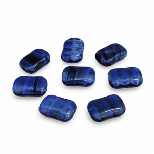 Czech Made Vintage Royal Blue-Blue Striped Glass Bead - 13x9mm Czech Made Vintage Royal Blue-Blue Striped Glass Bead - 13x9mm