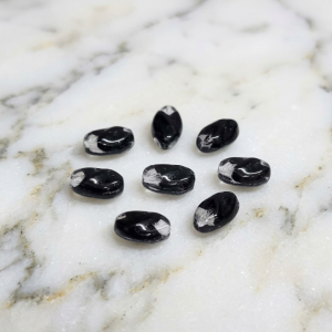 Czech Made Vintage Black & Clear Oval Glass Bead - 11x7mm Czech Made Vintage Black & Clear Oval Glass Bead - 11x7mm