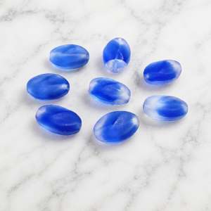 Czech Made Matte Finish Blue & Clear Oval Glass Bead - 14x9mm Czech Made Matte Finish Blue & Clear Oval Glass Bead - 14x9mm