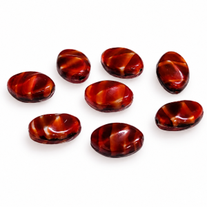 Czech Made Vintage Brown/Red Striped Glass Bead - 14x9mm Czech Made Vintage Brown/Red Striped Glass Bead - 14x9mm