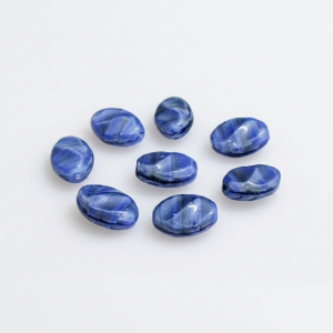 Czech Made Vintage Royal Blue/Blue Fluted oval Glass Bead - 14x9mm Czech Made Vintage Royal Blue/Blue Fluted oval Glass Bead - 14x9mm
